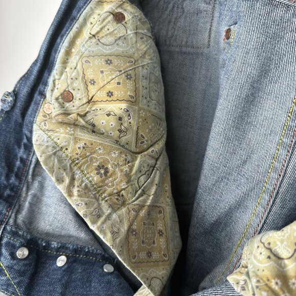 The Year Of Pig Mens Jeans Distressed Gold Silver Embroidered Straight 40x34 - Picture 15 of 16